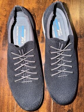 Skechers Men’s Black Knit Slip-On Memory Foam Sneakers